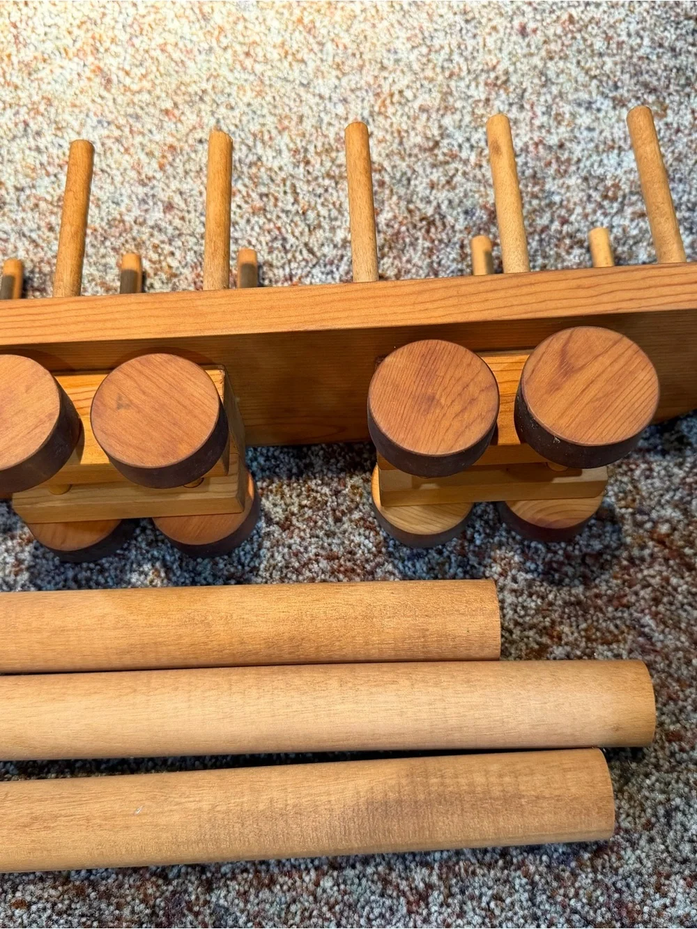 Handcrafted Natural Wood Toy Train Set - Brown Wooden Kids Train